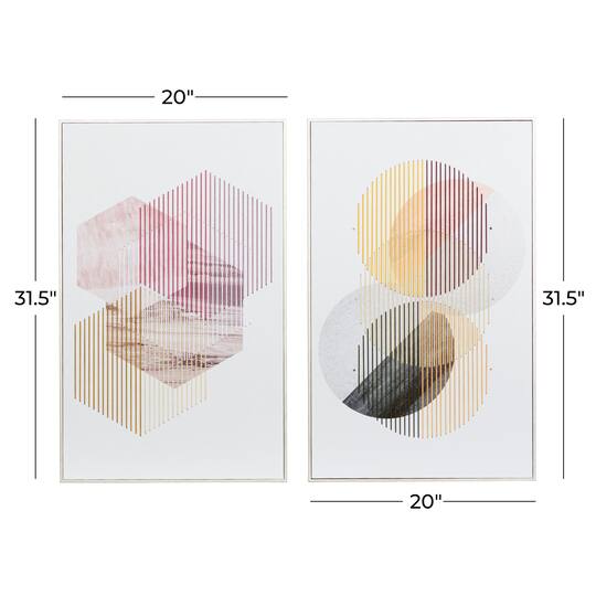 Set of 2 White Wood Contemporary Wall Art 20", 32"